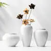 Jarrón de Cerámica Blanca de Jingdezhen Adornos Grandes Estilo Zen Chino Nuevo Hogar Sala de Estar Hotel Arreglo Floral Maceta Decorativa de Cerámica