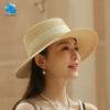 Sombrero de paja para mujer, sombrero de verano de ala plana, sombrero de paja Rafi para mujer, sombrero de sol de parte superior plana tejido de paja para mujer, plegable, moderno