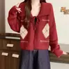 Suéter Acolchoado de Gola Reversível Estilo Coreano Macio e Relaxado com Tira Curta para Outono e Inverno Feminino Cardigã de Tricô Solto