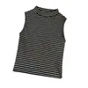 66040 # Nuevo Chaleco Rayado de Rayón de Cuello Alto sin Mangas para Mujer, Top Versátil de Moda para Usar por Debajo, Ajuste Delgado