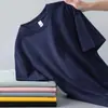 2024 Nova camiseta de manga curta de cor sólida de verão masculina Slim-fit Slimming masculina e feminina clássica all-match interior único item Top