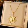 Colar de Sol Retrô em Ouro 18K Feminino Design de Alto Padrão Corrente de Clavícula Fashionável Luxo Acessível de Nicho Colar de Aço Titânio