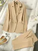En Stock 2026 Nuevo Conjunto de Traje para Mujer para el Trabajo, Moderno Casual Estilo Europeo y Americano, Chaqueta y Pantalones de Dos Piezas de Corte Entallado