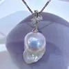 Pendente de Flor de Gardênia Multiuso em Prata Esterlina S925 Europeu e Americano Transfronteiriço Pingente de Pérola Genuína de Água Doce em Formato Irregular