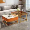 Mesa de centro quadrada para sala de estar, adequada para apartamentos pequenos, design moderno simples, estilo de luxo, conjunto moderno de mesa de centro de vidro e rack de TV