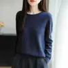 Novedades en prendas de punto para mujer de otoño e invierno: suéter suelto de manga larga para usar como base, con tejido de ochos y cuello redondo, al por mayor