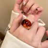 Lindo Anillo de Perlas de Teckel Negro Infantil Diseño Nicho Único Anillo de Dedo de Comida Anillo Exquisito Distintivo