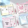Caderno fofo hehe gato virar lateral adesivo, caderno espiral, caderno de estudante, bloco de notas, diário de adesivos divertido, atacado