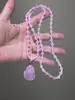 Collar con Colgante de Zorro Pequeño de Polvo de Vidrio para Mujer, Collar para Clavícula, Colgante de Zorro de Nueve Colas para Pareja, Accesorio de Joyería de Vidrio Rosa, Regalo