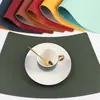 Alfombrilla de Mesa de Comedor de Cuero con Forma de Abanico Doble Cara Estilo Nórdico, Impermeable, Resistente al Aceite, Aislante Térmico para Cuencos, Posavasos Estilo Americano al por Mayor
