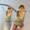 Zapatos de Cuero para Niñas 2024 Primavera Nuevos Zapatos de Princesa para Niñas Moda Zapatos de Una Sola Suela Mate Zapatos de Niña con Lazo Transfronterizos