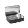 Caja de hojalata en stock para herramientas de belleza, memorias USB, cables de datos, cosméticos, joyería, almacenamiento de artículos pequeños con tapa abatible, se puede imprimir con logo