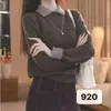 Tricô de Manga Longa com Gola Estilo Coreano Falso Duas Peças para Mulheres no Outono e Inverno Simples Tricô Branco com Camisa de Base Top