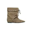 Versión de Piel de Vaca~Botas Vaqueras Western Retro para Mujer con Tacón Oculto, Fruncidas, Apiladas, Botas de Caballero Versátiles, Botas Largas con Cordones