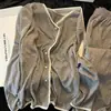 Nuevo Conjunto de Pijama de Terciopelo para Mujer Otoño e Invierno, Cárdigan Individual de Encaje con Mangas Largas y Pantalones Largos, Conjunto Sencillo Casual para el Hogar para Estudiantes