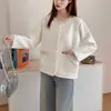 Cárdigan de Punto con Botón de Corazón de Lentejuelas de Uso Rudo para Mujer 2025 Otoño e Invierno Nuevo Elegante Chaqueta Suéter de Terciopelo Imitación de Visón