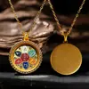 Colar Banhado a Ouro com Cravação de Diamantes Caixa de Pintura Thangka em Latão Mahakala Zakhila Ram Thangka da Tara Verde Pingente