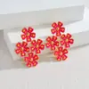 Brincos Europeus e Americanos Transfronteiriços Retrô Flor Pintada Doce, Design Minimalista de Nicho, Brincos Coloridos Dopamina Atacado