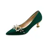 Zapatos de boda para novias, nuevo modelo 2026, tacones altos verdes con pedrería, zapatos de boda Xiuhe, doble uso para vestidos de novia, aptos para todas las estaciones