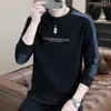 Sudadera para Hombre Primavera y Otoño Nueva Cuello Redondo Camiseta Básica Juvenil Camiseta de Manga Larga de Moda con Empalmes Top Holgado