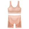 Conjunto de Sutiã Esportivo U Sem Costura com Design de Renda Vazada, Confortável e Respirável, Corte Justo para Usar por Cima ou em Camadas, Costas Abertas