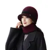 Chapéu de tricô quente feminino para mães de meia-idade e idosas, chapéu de lã de inverno espesso, chapéu para idosos, chapéu de vovó com forro de pele de coelho