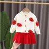 9 nuevos vestidos de punto para niños, vestido floral hecho a mano con temática de frutas para niñas, conjunto de ropa de moda para bebés y niños