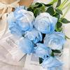 Buquê de flores de simulação azul, material de seda, flor falsa de plástico, decoração de sala de estar, decoração de mesa, casamento, arte de flores vermelhas