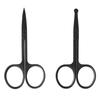 Fabricantes de venta caliente, venta al por mayor, tijeras para vello nasal de acero inoxidable negro, tijeras pequeñas manuales de cabeza redonda, tijeras para recortar cejas, herramientas de belleza