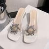 Sandalias de Cuña 2025 Verano Nuevo Talla Grande Sandalias para Mujer Pedrería Transparentes Moda Coreana Sandalias de Cuña