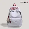Bolsa de Ombro Dupla Bordada Inglesa Estilo Retro Americano para Meninas Cor Sólida Mochila Leve Estilo Escolar Ensino Médio Casual para o Dia a Dia Bolsa Escolar