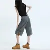 Jeans Vintage Petite Americano Cropped de Perna Larga Cintura Alta Verão Solto Reto Novo Emagrecedor Calça de Comprimento Médio