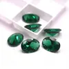 Piedra Suelta Esmeralda Nano Verde Forma Ovalada, Gema Esmeralda Forma de Huevo con Base Puntiaguda para Fabricación de Joyería DIY