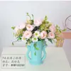 Flores Artificiales Estilo Europeo Flor de Peonía Escritorio de Oficina Ramo Pequeño Decoración Exhibición Flor 7 Cabezas Ramo de Flores de Peonía Pequeña
