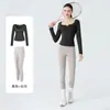 Novo Conjunto de Roupa de Yoga com Decote em V, Sensação de Pele Nua, Justo ao Corpo, Elástico, Cintura Alta, Levanta Bumbum, Conjunto de Fitness Versátil Casual, Personalizável