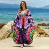 Vestido Largo Estampado de Cuello en V Estilo Bohemio Nuevo 2026, Cubre-traje Holgado Protector Solar, Vestido para Vacaciones en la Playa