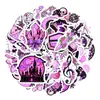 Compra direta transfronteiriça de 50 adesivos decorativos à prova d'água em estilo dark fantasy rosa e roxo de caveira, castelo de cristal, borboleta e rosa para planners