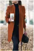 Colección otoño/invierno 2026 nueva de Amazon eBay Europea y Americana: Abrigo de lana de color liso con cuello alto, moda europea y americana