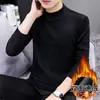 Outono Inverno Pelúcia Dupla Face Base Camada Masculina Média Gola Alta Camiseta Versátil Espessada Quente Roupa Íntima Manga Longa Masculino