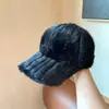 Gorra de Béisbol de Felpa con Rayas Verticales de Invierno para Mujer, Gorra de Pico Gruesa de Piel Sintética de Conejo, Gorro Cálido Estilo Coreano para Hacer que la Cara Parezca Más Grande, Gorra para Circunferencia de la Cabeza