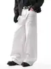 Jeans Masculino Tamanho Plus Americano Retrô com Design de Bigodes Sujos Desgastados Outono Novo Street Calças de Perna Larga Scimitar