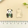 Liga de Gotejamento de Óleo Estilo Chinês Fofo Panda Gigante Bambu Pingente Charme Chaveiro Brinco Colar Acessórios de Joias DIY