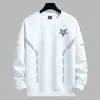 Camiseta de manga larga para hombre para otoño e invierno, marca de moda, corte holgado, engrosada, camiseta básica casual, sudadera con cuello redondo estampada para estudiantes jóvenes