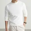 ¡Algodón mercerizado con amoníaco líquido! ¡Suave como la seda! Camiseta de cuello semi-alto elástico, camiseta básica de alta gama para hombre, amigable con la piel, estilo otoño e invierno