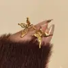 Anillo Abierto de Mariposa Metálico Mate Dorado Vintage Estilo Francés con un Ambiente Elegante, Anillo Apilable de Alta Gama Estilo Ins para Mujer