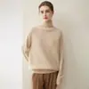 Suéter de cachemira estilo casual europeo y americano para mujer, cachemira de cabra pura, nuevo suéter de punto cálido tipo pullover holgado de cuello alto para otoño e invierno