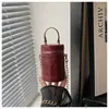 Bolsa de ombro cilíndrica estilo coreano, acabamento espelhado, nova, requintada, com corrente, porta-moedas estiloso, tipo balde