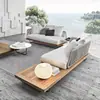 Sofá de exterior, móveis de jardim, móveis de pátio, sofá de vime à prova d'água e resistente ao sol, móveis de lazer para casas de férias, móveis de teca
