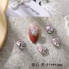 Uñas postizas de moda arte de uñas rosa montón de joyas de diamantes terminado amor cuadrado gordo ángulo recto niña cristal rosa uñas diamante grande