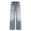 Calça Jeans Lavada Azul Retrô Americana 11Kn para Homens e Mulheres, Modelagem Solta, Estilo Comuter, Desbotada, Caimento Fluido, Casual Reta Perna Larga